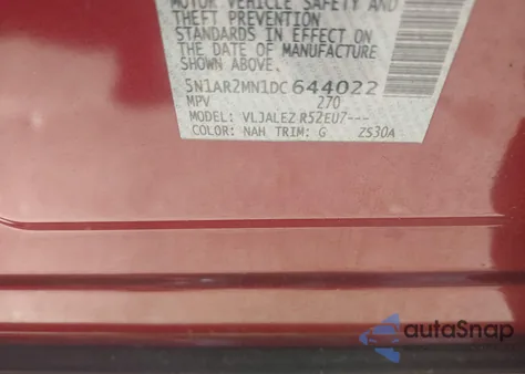 2013 Nissan Pathfinder Sv from USA, damaged, VIN 5N1AR2MN1DC644022